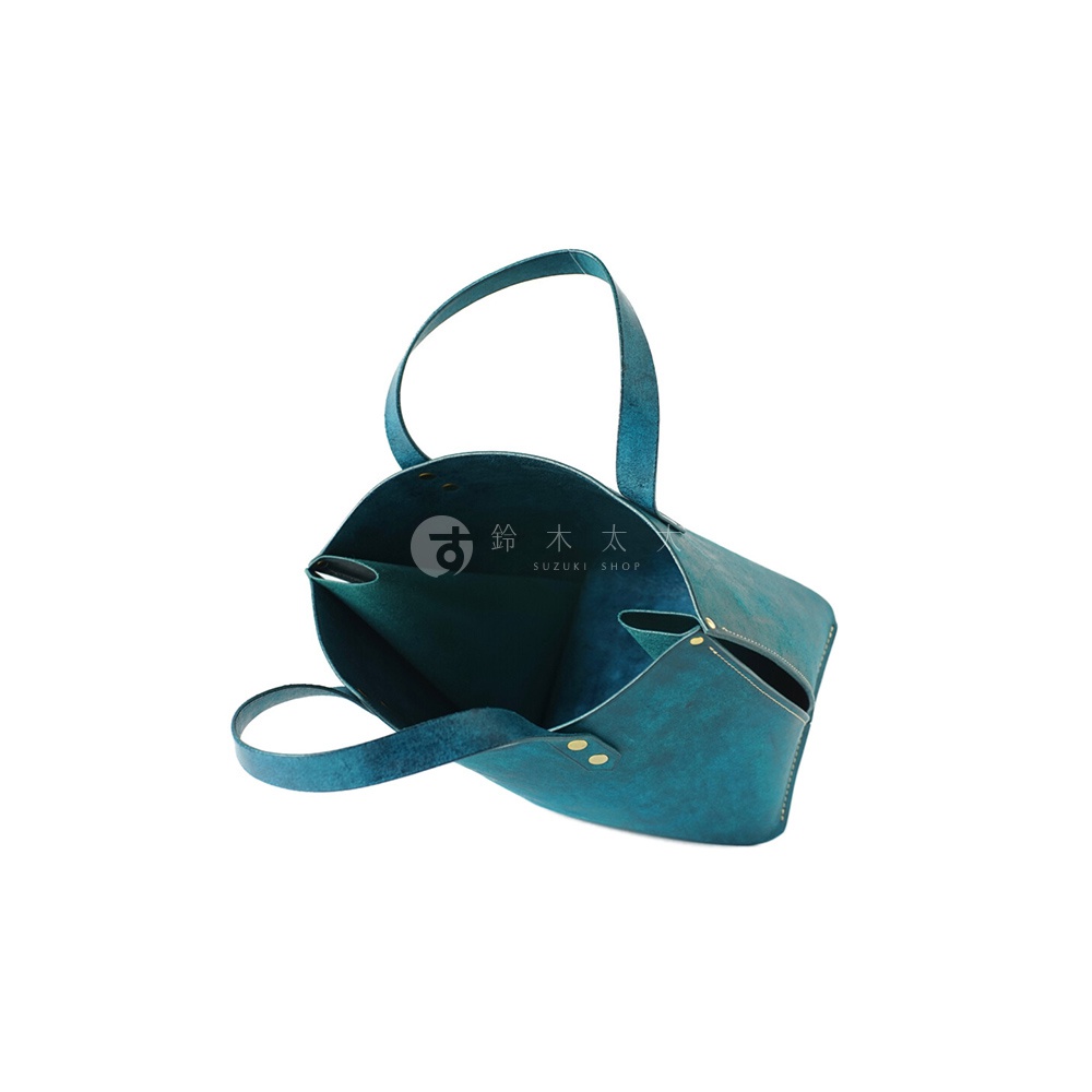 北海道KASANE職人手作義大利Margot皮革迷你托特包，藍綠色，簡約設計，內裡有兩個隔層。