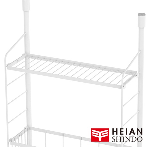 平安伸銅廚衛兩用收納籃架 SPL-4WH 的白色金屬層架近景