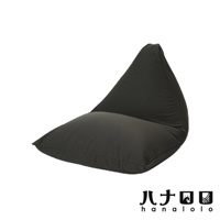 POTORA式170L懶骨頭沙發，採用針織布材質，呈現深灰色。沙發呈三角形，底部寬大，頂部收尖，整體造型簡約。