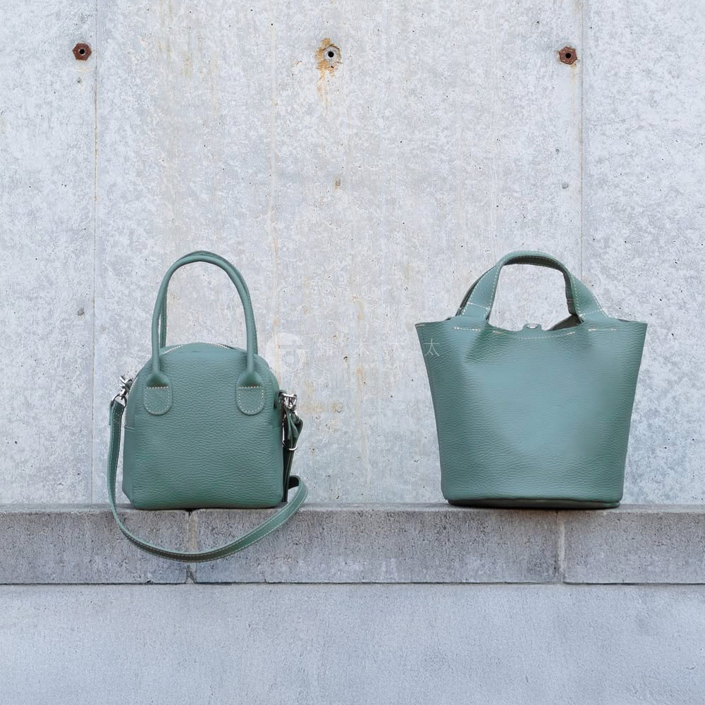 M_京都職人手作單肩手提水桶托特包-5