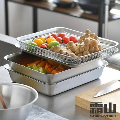 304不鏽鋼瀝水網籃+托盤3件組