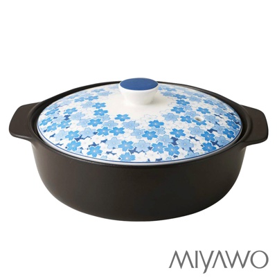 MIYAWO日本宮尾 IH系列9號耐溫差和風陶土湯鍋3.2L (櫻花雨)