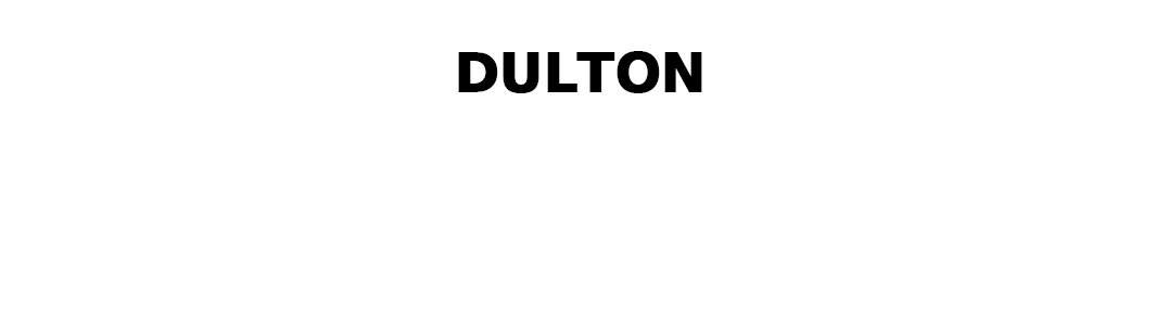 白底影像中央以簡約黑體字呈現 DULTON 品牌名稱，文字筆畫粗獷且間距適中，整體設計風格乾淨俐落。