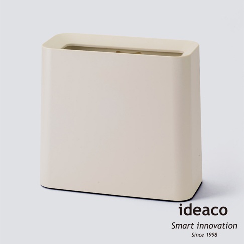 米白色方形家用垃圾桶，容量11.5L，材質為塑料，頂部邊緣帶有圓角，簡潔的設計，適合居家收納。