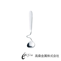 日製不鏽鋼可掛式蜂蜜醬料匙，銀色，湯匙部分呈水滴狀，帶有優雅的曲線設計，可掛於罐口。