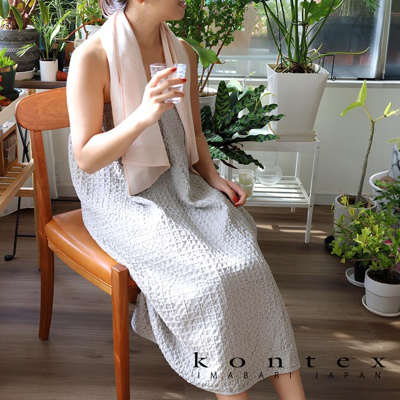 QULM 棉麻混紡平口鬆緊浴巾浴裙