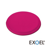 MARU PUNI 圓座墊，粉紅色，圓形，觸感柔軟，邊緣有縫線，底部應為深色。