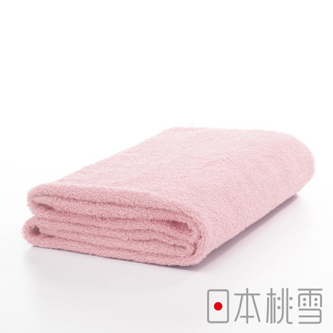 粉色精梳棉飯店浴巾，觸感柔軟，質地厚實，呈現折疊狀態，背景為純白色，右下角有日文品牌標識。