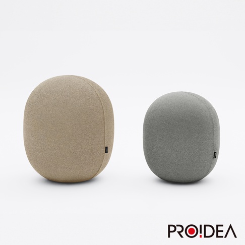 兩個MALLOW Knit 迷你收納彈力平衡球，一個為米色，另一個為灰色，皆為圓潤造型，織物材質。