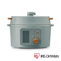 淺綠色電子壓力鍋 KPC-MA3，配有木紋提把和控制面板，面板上有螢幕、預約、保溫、取消、返回及確認按鈕，以及一個木紋旋鈕。