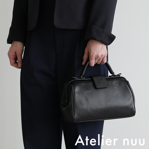 Atelier nuu 黑色皮革杜勒斯迷你兩用手提包
