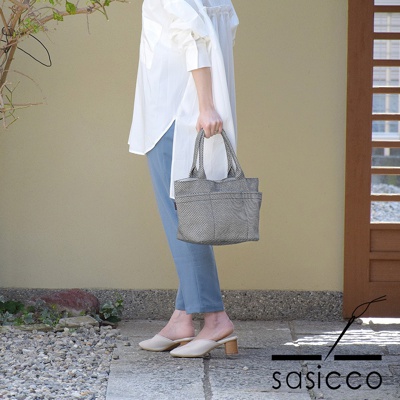 sasicco 三河木綿刺子織手提托特包 M (共3色)
