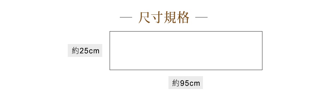 尺寸規格，約25公分乘以95公分