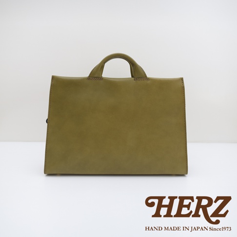 日本HERZ 職人手作橄欖綠皮革簡約商務公事包