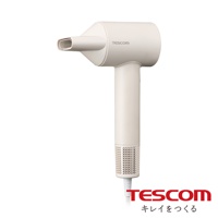 TESCOM TD760 專業負離子吹風機，雲朵白色，配有專業風嘴，機身輕巧，印有 TESCOM 品牌標誌及日文標語。