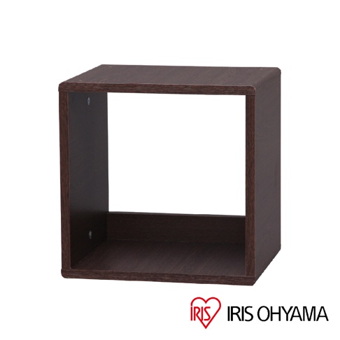 深棕色木紋圓角無門組合收納櫃，立方體造型，開放式設計，展現簡約質感。