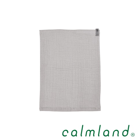 淺灰色無撚紗質夾心長方巾，織紋清晰，質感細緻。