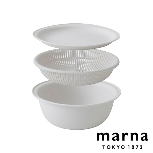 marna TOKYO 1872 白色三件式洗濾盆托盤組