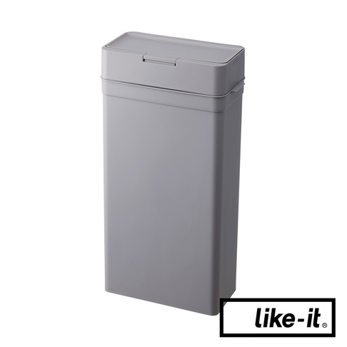 淺灰色塑膠製 25L 按壓式垃圾桶，帶有可密封的頂蓋和方形側面。