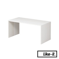 簡約雙層木紋整理架，淺色木紋材質，U型設計，適合桌面收納。