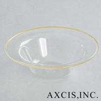 lykke 清透玻璃深型點心碗 M，碗口邊緣有金色裝飾，碗身為透明玻璃材質，呈深型設計。