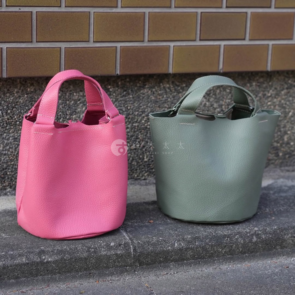 M_京都職人手作單肩手提水桶托特包-8