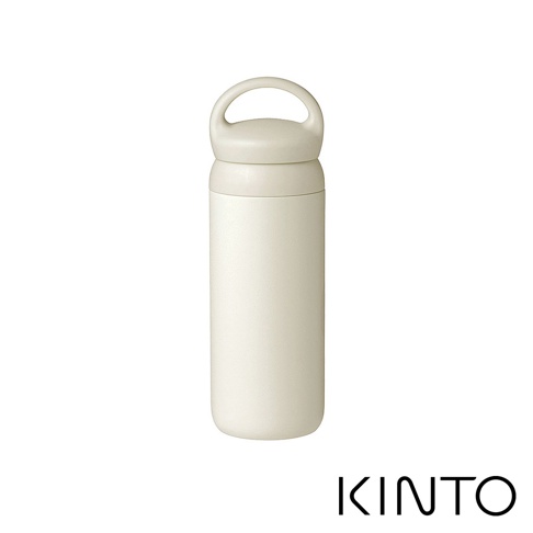 奶油色提式輕巧保溫瓶，瓶身呈圓柱狀，頂部有圓形提把和旋轉瓶蓋，材質為金屬，整體設計簡潔。