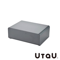 灰色金屬材質的抽屜式收納整理櫃，方形帶圓角設計，簡潔現代，適合桌面或抽屜內使用。