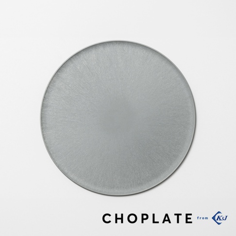 CHOPLATE 兩用砧板盤，26公分，銀灰色，圓形，表面帶有細緻紋理。