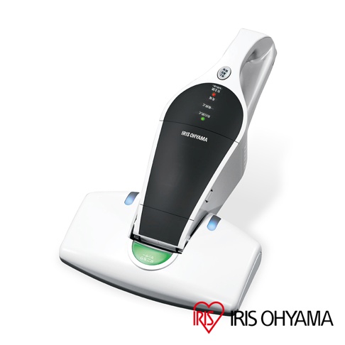 IRIS OHYAMA 充電式塵蟎機 IC-FDC-1T，白色機身搭配黑色控制面板，機身上有多個指示燈和日文文字標示。