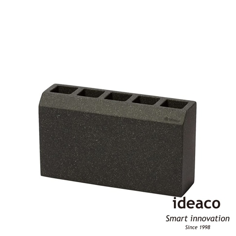 深灰色砂岩製重型五孔門擋雨傘架，表面帶有細微顆粒紋理，頂部有五個整齊排列的收納孔。